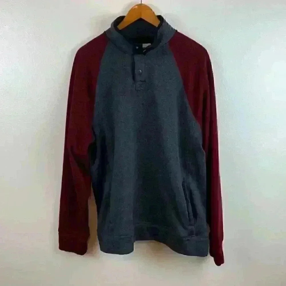 SONOMA long sleeve color blocked sweatshirt in Maroon/Charcoal XXL